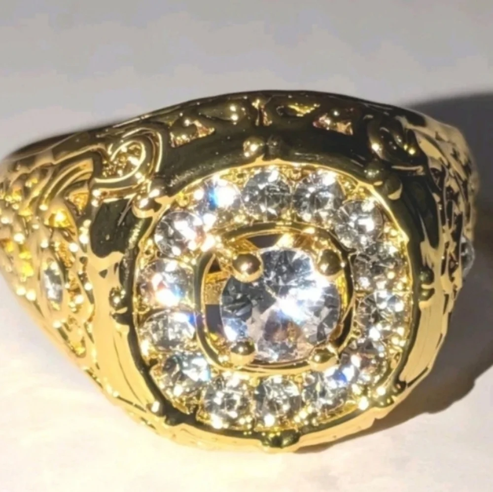 Mens 3ct Oval Cut Moissanite Band Ring 14k Yellow Gold Plated Sz 10